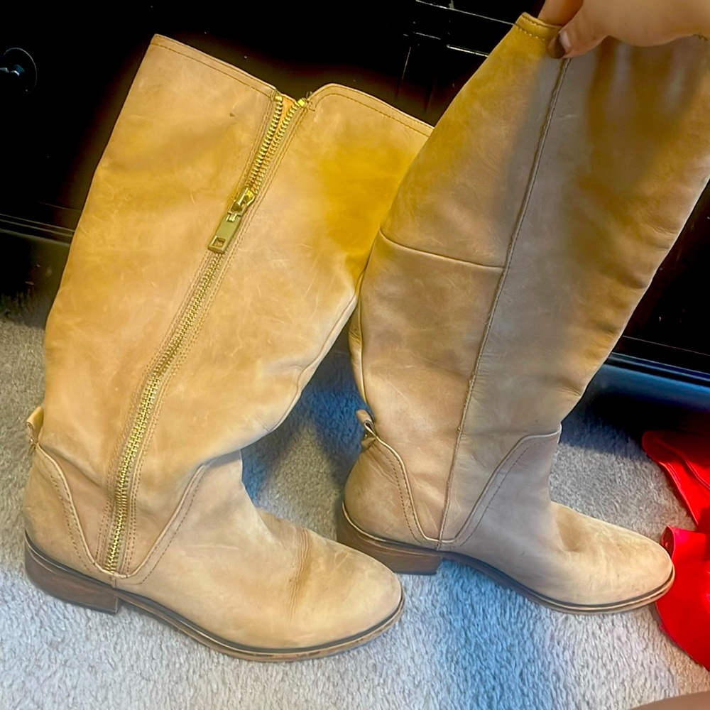 Fall tan mid high boots